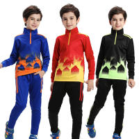 Autumn Winter Children Long Sleeve Soccer Uniforms Fleece Lined Football Training Suit Tracksuits Soccer Jerseys Boys