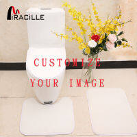 Miracille Customized 3 Pcs Coral Fleece Toilet Seat Cover with Your Own Images Non-Slip Mat Bathroom Toilet Mats Set Bath Rugs