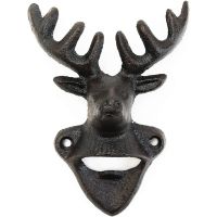 【การจัดส่งในประเทศไทย】ที่เปิดขวดเบียร์ แบบเหล็ก ติดผนัง Wall Mounted Bottle Opener, Cast Iron Cool Deer Head Bottle Opener, Beer Coke Beverage Bottle Cap Opener