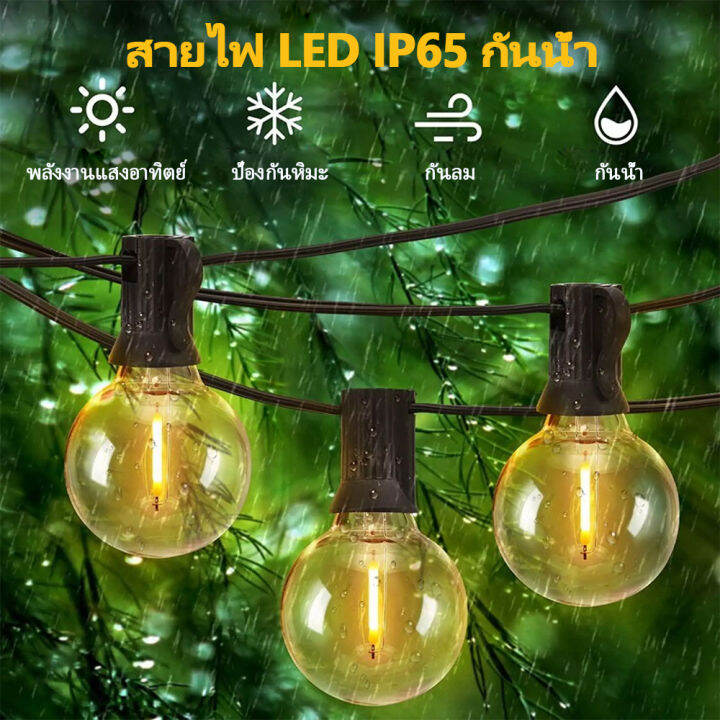 จัดส่งจากกรุงเทพ-ชุดไฟปิงปอง-ไฟวินเทจไฟสตริงพลังงานแสงอาทิตย์-g40แตก-led-พลังงานแสงอาทิตย์แสงสตริงกลางแจ้งร่มไฟที่มี10-20หลอดไฟลานไฟ