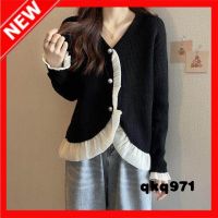 qkq971 Sweaters For Women Sheep # Small Fragrance Coat Hong Kong Style R Contrast Coat French Long Sleeve Sweater WomenS Bottoming Sweater