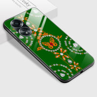 เคส PMP A58 OPPO Hp 4G สำหรับ Oppo A584g ลายการ์ตูนสุดหรูลายผีเสื้อประกายชุดอัญมณีดีไซน์กันกระแทกเคสมันวาวกระจกเทมเปอร์เคสฝาหลัง