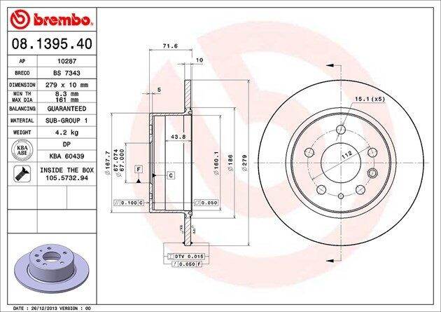 benz-1คู่-จานเบรค-หลัง-brembo-เบนซ์-รุ่น-w123-w126-w108-w109-w113-w114-w115-w116-r107-เบอร์-08-1395-40-oe-115-420-00-72-trw-df1574-จานเบรคหลัง