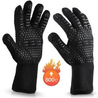 BBQ Gloves High Temperature Resistance Oven Mitts 500 800 Degrees Fireproof Barbecue Heat Insulation Microwave Oven Gloves