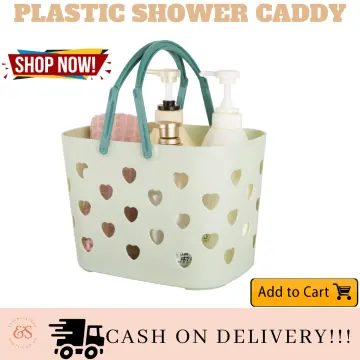 Portable Shower Caddy Tote Heart Shaped Hollow Plastic Storage