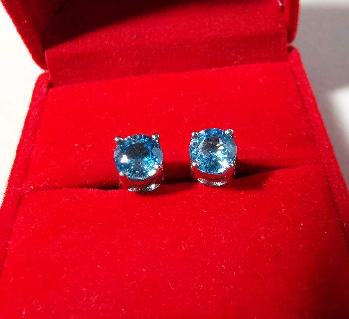 ต่างหูพลอยแท้-พลอยบลูโทแพส-blue-topaz-เรือนเงินแท้-925