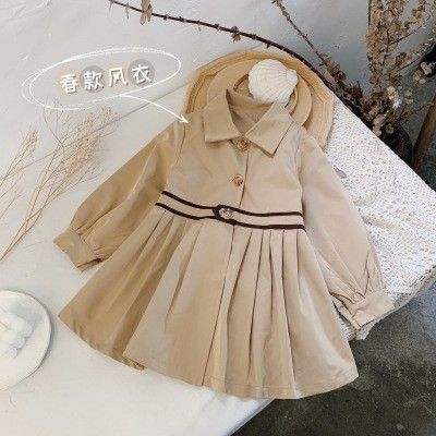 The new spring 2021 girls skirt fashion clothes baby stylish wear with simple coat fashion trench coat
