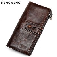 Men Purses Long Zipper Leather Male Clutch Bags With Cellphone Holder High Quality Card Holder Wallet