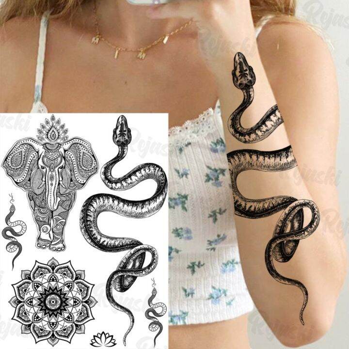 yf-henna-elephant-pendant-temporary-tattoos-for-women-men-lion-butterfly-snake-feather-fake-tattoo-sticker-glamour-back-body-tatoos