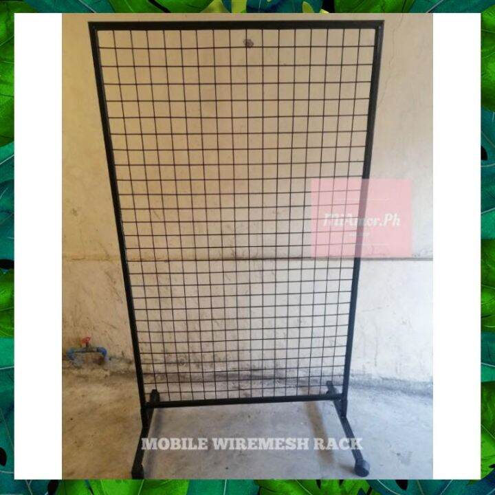 [HEAVYDUTY] MOBILE WIRE MESH GRID PANEL MERCHANDISING RACK WITH GULONG