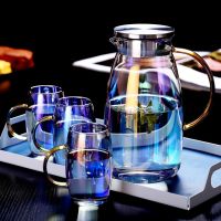 1.8L Colorful Glass Water Pot Heat-resistant Explosion-proof Large-capacity Glass kettle Teacup Drinkware Teapot Fruit Juice Jug