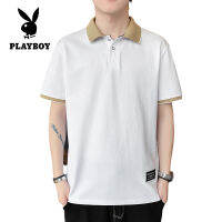 PLAYBOY แฟชั่นผู้ชายฤดูร้อนลำลองแขนสั้นเสื้อโปโล Breathable ป่าลำลองผ้าฝ้ายลำลองยืนคอเสื้อโปโล