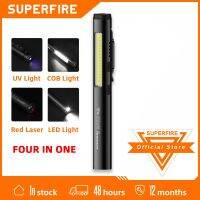 ไฟฉาย Edc J01 SUPERFIRE (COB/LED/UV/สีแดง) ปากกาไฟฉายป้องกันตนเองพร้อมโคมไฟสำหรับการตั้งแคมป์หรี่ไฟแบบขั้นบันไดการตรวจสอบสัตว์เลี้ยง