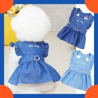 ZZOOI Pet Denim Dress For Dog Small Dog Clothes Wedding Dress Princess Dress Spring Summer Soft Sweet Flying Sleeves Skirt Pet Clothes