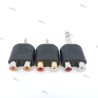 1x 1/4 inch Audio 3.5mm 6.5mm 6.35mm Male Plug To 2 Dual Rca Female Jack plug Y Splitter stereo Connector Converter AV Adapter W6TH