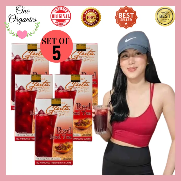One Organics Set of 5 Gluta Lipo Red Iced Tea Original Slimming and