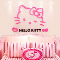 【MANDAO】hellokitty แมว 3D สติกเกอร์ผนังอะคริลิสเตอริโอสติ๊กเกอร์ห้องสาวสติ๊กเกอร์ห้องนอนหัวเตียงการ์ตูนตกแต่งสติ๊กเกอร์