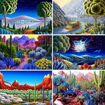 Cactus Landscape Diamond Painting COMPLETED