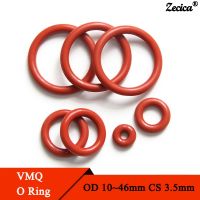 10/50 buah Food Grade VMQ O cincin Gasket ketebalan CS 3.5mm OD 10 46mm kedap air pencuci bulat bentuk O karet cincin silikon merah