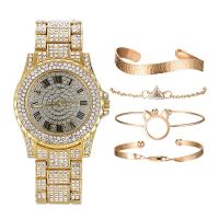 【July】 Gold Tri-color Fashion Band Gypsophila Ladies Roman Engraved