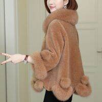 HPJ545 2022ฤดูใบไม้ร่วงและฤดูหนาวเสื้อขนสัตว์แกะของผู้หญิงสั้นแกะ Shearling ข้าวกำมะหยี่เกาหลีเสื้อเลียนแบบฟ็อกซ์ขนปลอกคอหนา