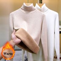 ℡❁✁ Turtleneck Sweater Thicken Lined Warm Knitted Pullovers Jersey Knitwear Female