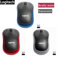 Logitech เมาส์ไร้สาย M185 2.4Ghz USB เมาส์ออปติคัลเงียบ1000DPI ตัวรับสัญญาณ USB เมาส์ระบบนำทางด้วยแสงสำหรับ Mac Os/window 10/8