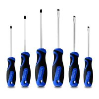 6pcs Screwdriver Set-Chrome Vanadium Steel Made Non-Slip Handle Magnetic Screwdrivers Tool Set with 3 Phillips and 3 Flat Head f Drills  Drivers