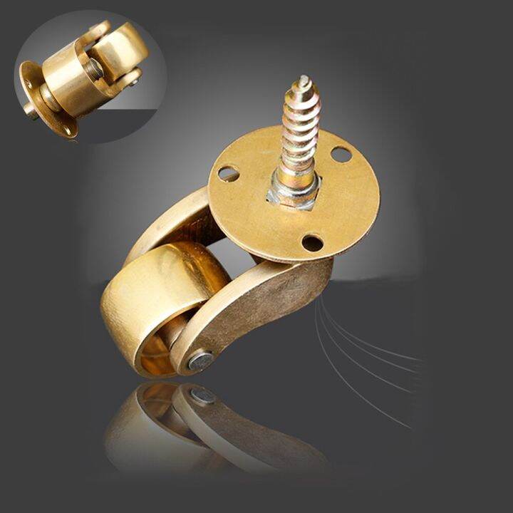 1-2-4-8pcs-heavy-duty-brass-universal-wheel-metal-casters-silent-threaded-stem-furniture-caster-home-hardware-1-81-x-2-40-wxh-furniture-protectors