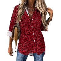❁ Red And Black Leopard Loose Blouse Animal Fur Print Korean Fashion Oversize Blouses Long Sleeve Kawaii Shirt Spring Design Top