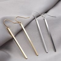 2022 New Heart Geometric Gold Silver Color Rectangle Drop Earrings for Women Simple Long Tassel Earrings Fashion Ear line Gift