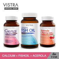 [ HEALTHY FAMILY SET ] VISTRA ODORLESS FISH OIL 1000 MG  สูตรใหม่ กลิ่นมินต์  ( 100 เม็ด) + VISTRA Acerola Cherry 1000 mg &amp; Citrus Bioflavonoids Plus  ( 100 เม็ด) + VISTRA CALPLEX CALCIUM ( 90 เม็ด )