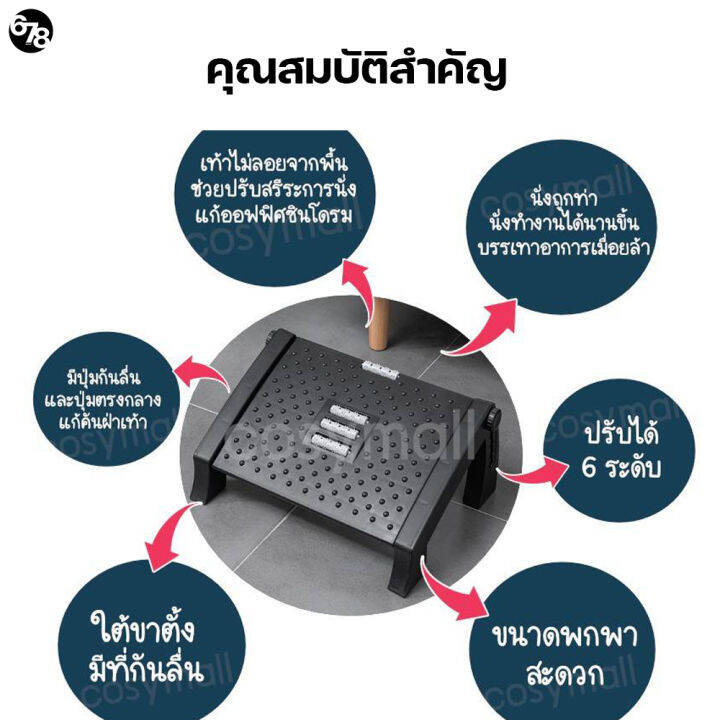 ที่วางเท้าเพื่อสุขภาพ-ที่พักเท้า-ที่วางเท้าใต้โต๊ะทำงาน-ปรับองศาการนั่งให้ถูกต้อง-ลดการปวดหลัง-ออฟฟิซซินโดรม