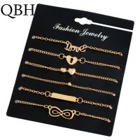 L005 6 ชิ้น/เซ็ต Minimalist ผู้หญิงสร้อยข้อมือคริสตัล Infinity 8 Bowknot Heart Key Charm กำไลข้อมือเครื่องประดับ-fbgxbgdbnxxfn