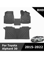 รถเสื่อปูพื้น RHD สำหรับ Toyota Alphard 30ซีรีส์2015-2022กล่องใส่ของบรรทุกกันน้ำได้ทุกสภาพอากาศ,แผ่นแปะเท้าซับน้ำ