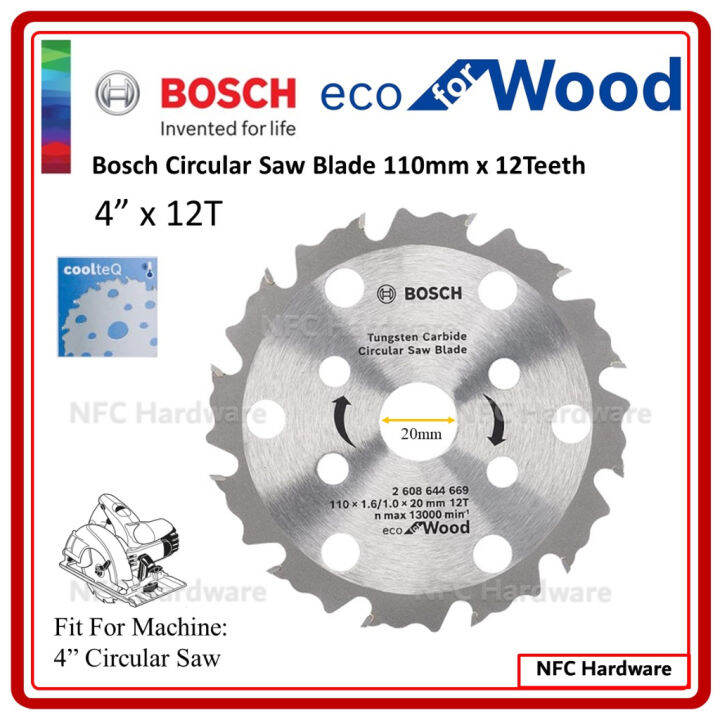 BOSCH Circular Saw Blade CoolteQ 4" x 12T Eco for Wood Lazada