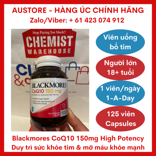 Blackmores coq10 150mg high potency 125 capsules - ảnh sản phẩm 1
