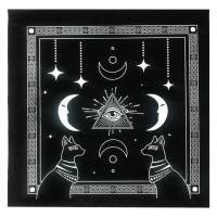 Tarot Card Tablecloth Eye of Providence Tapestry Moon Phase Tablecloth Astrology Tarot Card Game Supplies Table Decorations for Astrology Divination 49*49cm capable