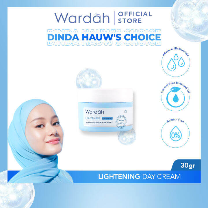 WARDAH Lightening Day Cream SPF 30 PA+++ Krim Pagi Niacinamide Melembabkan Mencerahkan Kulit