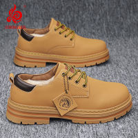 STRONGSHEN Men Casual Shoes For Men Leather Warm Fur Tooling Shoes Fashion Men Winter Moccasins Outdoor Platform Oxfords