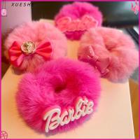 XUESHE สีทึบทึบ ตุ๊กตาบาร์บี้ scrunchie ตุ๊กตาผ้าพลัฌ แฟชั่นสำหรับผู้หญิง เชือกรัดผม ที่มัดผม หางม้าหางม้า ยางรัดผม สำหรับผู้หญิง