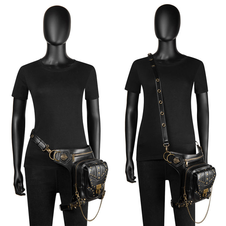 2023-new-bags-female-steampunk-vintage-rivet-motorcycle-bag-women-shoulder-bag-female-chain-waist-bag