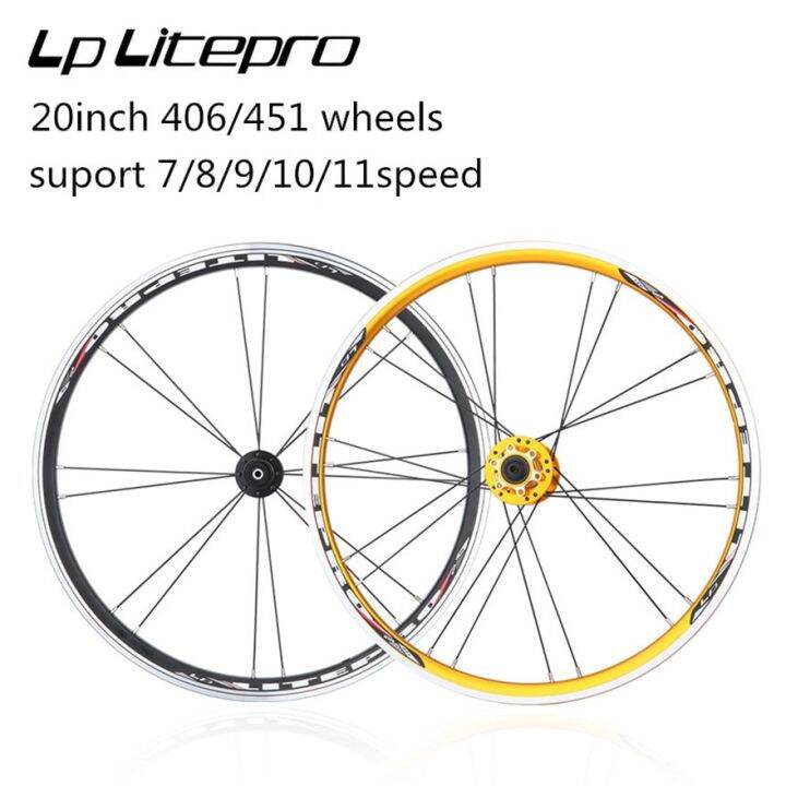 Lp Litepro Inch Folding Bicycle Wheels Disc V Brake Wheel Set Speed Aluminum Alloy