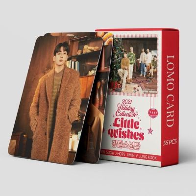 การ์ดโลโม่ โฟโต้การ์ด บีทีเอส BTS แบบ 2 ด้าน 55 ชิ้น/กล่อง ขนาดรูป 8.7×5.7 ซม.  รูปภาพอัลบั้ม: BTS 2021 Holiday Collection: Little Wishes