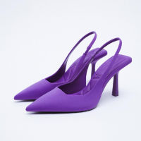 Comfort Shoes for Women Sandals Stiletto Heels 2021 Summer Suit Female Purple Large Size New Girls Low Pointed High Black Big