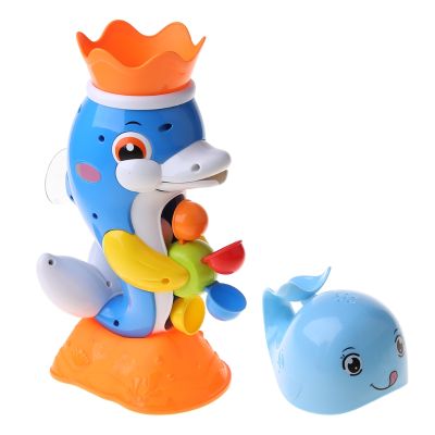 Cute Dolphin Bath Shower Wheel Toy Baby Kids Water Spraying Tool Bathroom Gift