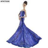 Royalblue Sequin Party Dress For Barbie Doll Fashion Doll Clothes Princess Gown 1/6 Doll Accessories For Barbie Doll Outfits Electrical Connectors