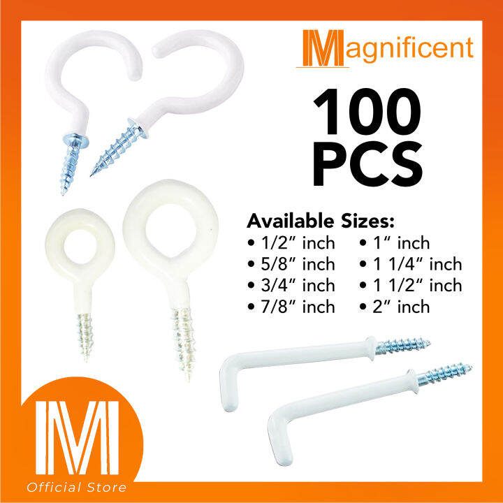 PVC Coated Cup Hook Square Hooks Screw Eye Ring (100 pieces) Self