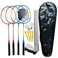 Sports Badminton Set 4 PCS Badminton Rackets 2 Shuttlecock Balls Birdies Net Adjustable Polls Beach Backyard Combo Set Games