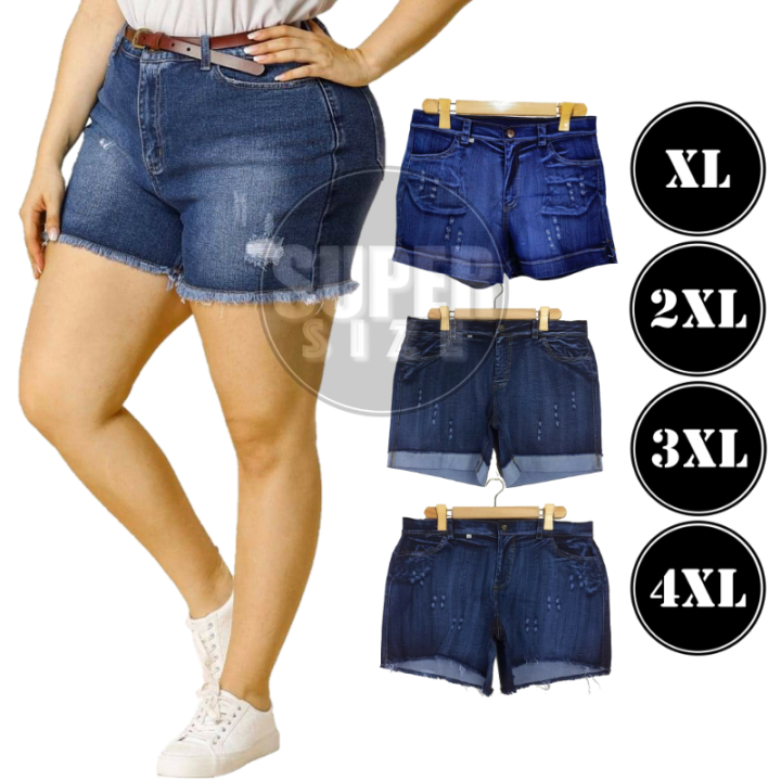 Plus Size Denim Shorts High Waist Lazada PH
